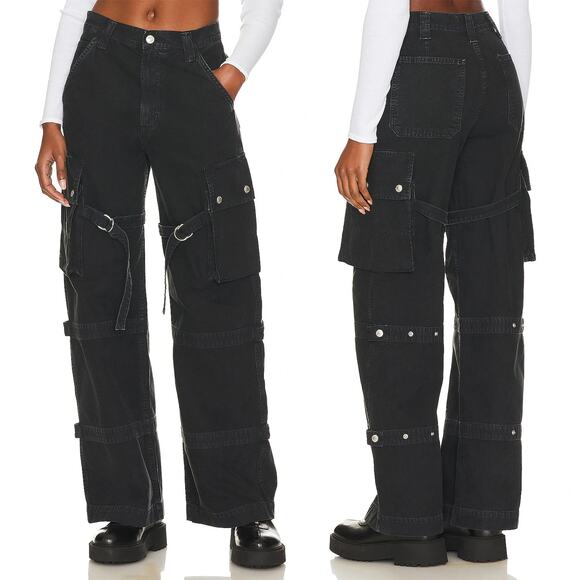 AGOLDE Vivian Strap Cargo Jeans Women’s Size 25 Oil Black Utility Streetwear